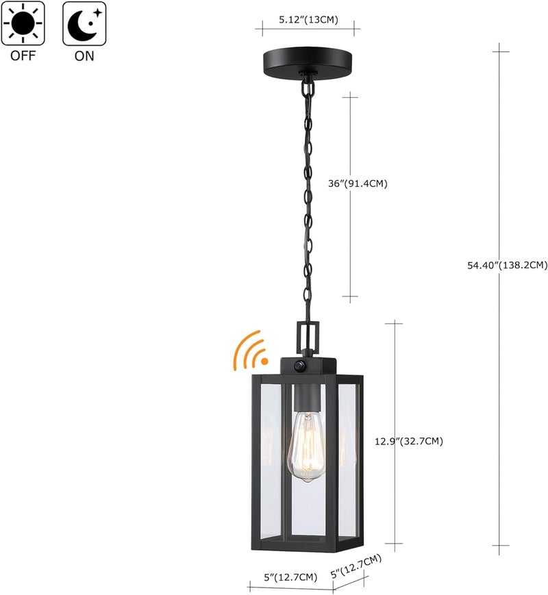 Faymart lighting ضوء معلق خارجي 13 بوصة من الغسق حتى الفجر للمدخل ضوء معلق للباب الأمامي مع جهاز استشعار ضوء فوتوسيلي - Image 2